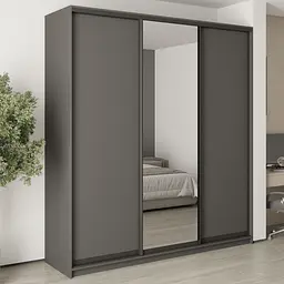 Шафа-купе тридверна MebelStar Стандарт BG 2ДСП/Дзеркало 220x60x240 см Антрацит (MBS-8674)