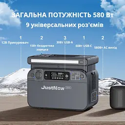 Зарядна станція JustNow GT500 500W 518Wh - мініатюра 4
