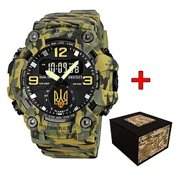 Чоловічий наручний годинник 003 Тризуб золото Army Green Awarder acs0032016