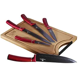 Набір ножів з обробною дошкою Berlinger Haus Metallic Line Burgundy Edition (BH-2552)