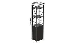 Етажерка 3/34 Серії Конект з тумбою 144x34x28 Чорний ДСП Сосна Кембра FRD-104423 - мініатюра 3