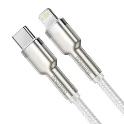 Дата кабель Baseus Cafule Metal Type-C to Lightning PD20W (2m) (CATLJK-B) Білий - мініатюра 2