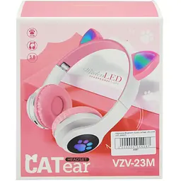 Бездротові навушники RIAS VZV-23M котячі вушка Bluetooth з RGB підсвічуванням White-Pink (3_01403) - мініатюра 3