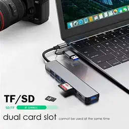 Мультифункціональний USB-хаб 8 в 1, універсальний адаптер, концентратор із входом Type-C, кардрідер, HDTV+PD+USB 3.0+SD+TF+Type-C - мініатюра 5