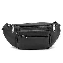Містка шкіряна сумка на пояс чорна Tiding Bag M56-2030A