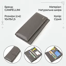 Містке жіноче портмоне з натуральної шкіри флотар Canpellini 21851 сіре - мініатюра 2