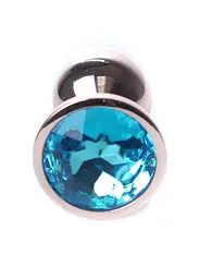 Анальна пробка з кристалом B - Series HeavyFun Plug-Jewellery, 7 см (блакитний) - мініатюра 2