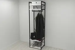 Шафа Гардероб Уні секція 2 серії Конект Ferrum-decor 220x60x50см Чорний метал ДСП Білий 32 мм (FRD-104535) - мініатюра 3