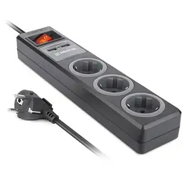 Мережевий подовжувач REAL-EL RS-3 USB CHARGE 1.8m, black (EL122500001) - мініатюра 9