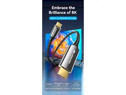 Кабель Vention Embrace the Brilliance of 8K USB-C - HDMI v2.1 1.8м Black (CRCBAC) - мініатюра 11