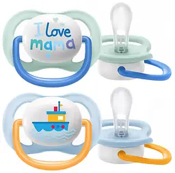 Пустышка Philips Avent Ultra Air I love для мальчика, 0-6 мес, 2 шт. (SCF080/01)