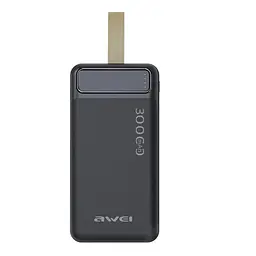 Портативний зарядний пристрій Power Bank Awei P7K 30000 mAh USB/Type-C Чорний - мініатюра 6