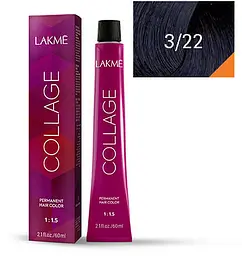Перманентна фарба для волосся Lakme Collage Creme Hair Color відтінок 3/22 (інтенсивно фіолетово темно-коричневий) 60 мл - мініатюра 2