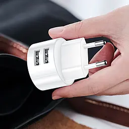 МЗП USAMS T20 Dual USB Round Travel Charger (EU) Білий - мініатюра 2
