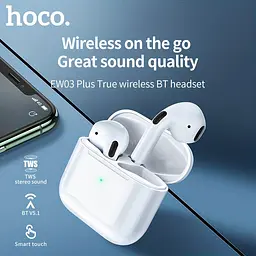 Бездротові навушники Hoco EW03 Plus, TWS Bluetooth 5.1, 30/200mAh, 4h, mic, White - мініатюра 4