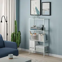 Металевий стелаж IKEA 60×25×116 см білий книжкова полиця з сіткою, сучасний дизайн - мініатюра 2