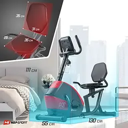 Горизонтальний велотренажер Hop-Sport HS-035L Solo сріблястий  - мініатюра 20