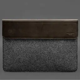 Чохол-конверт BlankNote Crazy Horse для MacBook 16 із клапаном шкіра+фетр Темно-коричневий - мініатюра 5