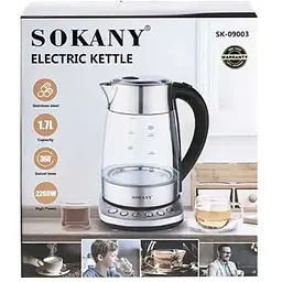 Електрочайник SK-09003 скляний дисковий з регулюванням температури 1.7 л 2200 Вт - мініатюра 5