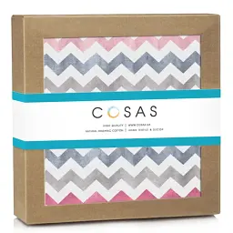Муслінова пелюшка Cosas Zigzag CS1 110х150 см біло-рожева (MuslinDiapers_PinkZigzag_110x150) - мініатюра 2