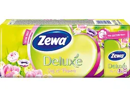 Хустинки паперові ZEWA 10шт Deluxe Joy of Flowers тришарові (1 блок/пач/хуст)