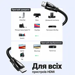 Кабель HDMI UGREEN HD140 2.1 8K 60 Гц 3 м чорний (80404) - мініатюра 3