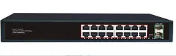 Комутатор Merlion MG1016S 16 портів RJ45 Ethernet + 2 SFP 10/100/1000 Мбіт/сек. метал AC220V.