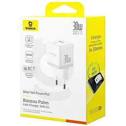 Зарядний пристрій Baseus Palm Fast Charger Type-C+USB 30W white (P1011160A213-00) - мініатюра 2