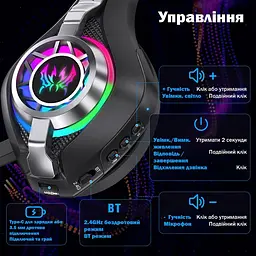 Ігрова гарнітура Kotion Each GS400 Ultra 2.4G з віртуальним звуком 7.1 для ПК та консолей (Чорний) - мініатюра 7