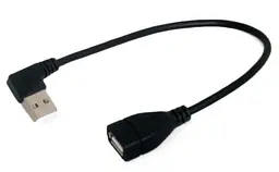 Кабель USB 2.0 AM - USB AF, 25 см, чорний, Extradigital, кутовий роз'єм (KBU1794)
