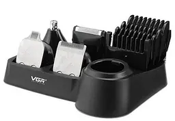 Бездротова машинка для стрижки волосся VGR V-105 тример для вусів і бороди з насадками 5в1 Чорний (2104618351) - мініатюра 4