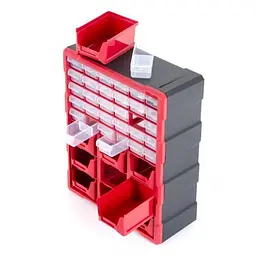 Вертикальний органайзер для дрібних інструментів 19" 475*380*160 м 39 лотків INTERTOOL BX-4015