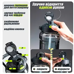 Спортивна пляшка для води 1500 мл, фітнес-пляшка в зал для фітнесу, велика фляга - мініатюра 6