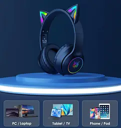 Ігрові Bluetooth навушники Onikuma з котячими вушками, RGB підсвіткою та мікрофоном - мініатюра 3
