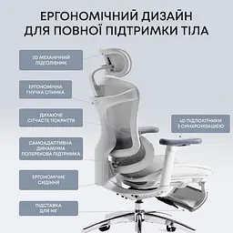 Офісне крісло Sihoo DORO C300L Mesh White with footrest (DORO-C300L-A3-102-JT) - мініатюра 10