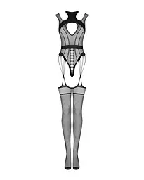 Ажурний бодістокінг з отворами Obsessive Bodystocking G327 black чорний комбінезон з дос S/M/L - мініатюра 5