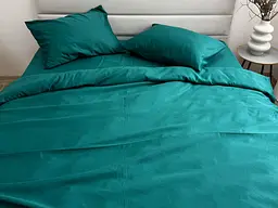 Комплект постільної білизни Ecotton Євро 210х220 см однотонний темно-зелений смарагдовий Dark Green (25190) - мініатюра 5