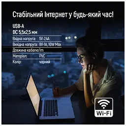 Кабель живлення USB to DC 5.5x2.5mm 12V 1.0m black ColorWay (CW-CBUD067-BK) - мініатюра 9