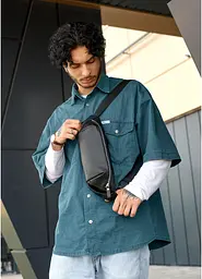 Чоловіча сумка через плече бананка Sambag Holster MSH чорна 36 × 14 × 4 см (87113001m)