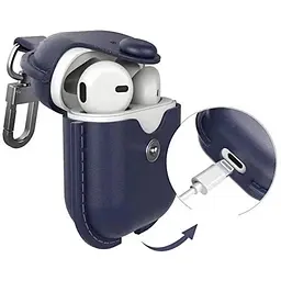 Шкіряний чохол Primo Hook для навушників Apple AirPods / AirPods 2019 Dark Blue - мініатюра 4