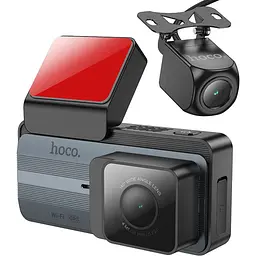 Автомобільний відеореєстратор Hoco DV12 with rear camera Silvery Gray (640176) - мініатюра 2