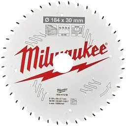 Диск пиляльний по дереву PFTE THIN KERF MILWAUKEE, діаметр 184х30х2,1мм, 48 зуб.