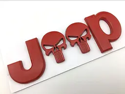 Емблема напис JEEP 135х45 мм Червона метал на скотчі (Завод)