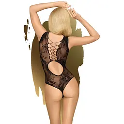 Боді Penthouse Runway Queen S/L Black, виріз на спині, плетіння в зоні декольте та на спинці - мініатюра 2