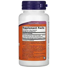 Куркумін і бромелайн Now Foods Turmeric & Bromelain 90 капсул - мініатюра 2