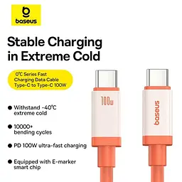 Кабель Baseus 0℃ Series Fast Charging Cable Type-C to Type-C 100W 1m P10368800731-00 Coral - мініатюра 3