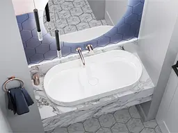 Умивальник Miraggio MARTA 900 (0000692) Miramarble, Глянцевий, Накладний, Білий - мініатюра 5