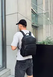 Чоловічий міський шкіряний рюкзак чорний Tiding Bag 60320 - мініатюра 6