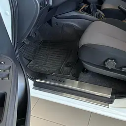Накладки на пороги для Mitsubishi L200 2015-2023 Нержавіюча сталь із загином та Логотипом 8 шт (P-MI15) - мініатюра 2