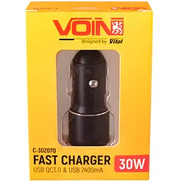 Автомобільний зарядний пристрій Voin 2USB QC3.0 (C-30207Q) - мініатюра 3